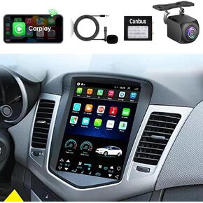 8 Core 2+32G Car Radio for Chevro-let Che-vy Cruze 2009-2015 Tesla Style Car in-Dash Android 13 GPS Navigation 10.4'' IPS Touchscreen Stereo with 4G WiFi Bluetooth CarPlay Android Auto Free Camera