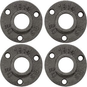 1" Floor Flange, Home TZH Malleable Iron Threaded Pipe Flange for Industrial vintage style, Flanges with Threaded Hole for DIY Project/Furniture/Shelving Decoration(4 Pack)