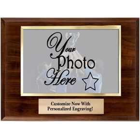 Crown Awards Horizontal Photo Frame Plaque - 10x8 Custom Photo Plaque Gift With Clear Acrylic Photo Cover And Personalized Engraving Prime