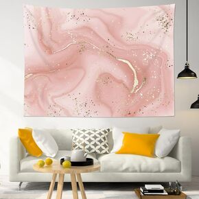 LB Pastel Marble Tapestry Wall Hanging Pink and Gold Marble Texture Wall Tapestry for Bedroom Aesthetic Modern Abstract Art Tapestry for Living Room College Dorm Decor,60Wx40H inch
