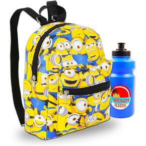 حقيبة ظهر صغيرة من Minions للفتيات - حقيبة ظهر Despicable Me Minions من الجلد الصناعي مقاس 10 بوصات مع جيب أمامي بالإضافة إلى زجاجة مياه | مجموعة حقيبة ظهر صغيرة من Minions in Kuwait