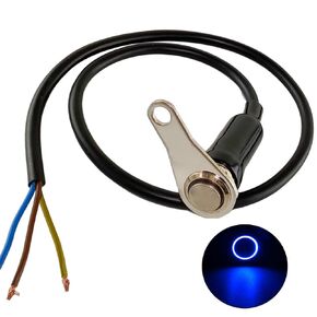 Universal Latching Stainless Steel Blue LED Motorcycle Switch ON-Off Handlebar Adjustable Mount Waterproof Switches Button 5A/12V