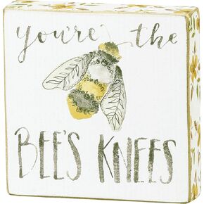 Primitives by Kathy Wood Box Sign, 4" Length x 4" Height x 1" Width, You're The Bee's Knees