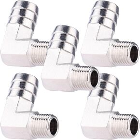 LTWFITTING Nickel Plating90 Degree Elbow Brass Barb Fitting 5/8-Inch ID Hose x 1/4-Inch Male NPT Fuel Boat Air (Pack of 5)