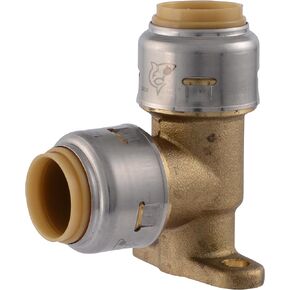 SharkBite Max 1/2 Inch 90 Degree Drop Ear Elbow, Push to Connect Brass Plumbing Fitting, PEX Pipe, Copper, CPVC, PE-RT, HDPE, UR249A