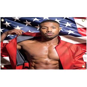 لافتة حائط من نسيج مايكل مقاس 3 × 5 أقدام معلقة مع أربع حلقات نحاسية - ديكور خلفية غرفة النوم - صور نجوم السينما، ملصق قماشي ديكور غرفة المكتب ذات المناظر الطبيعية الرياضية in Kuwait