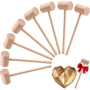 16 Pack Mini Wooden Hammer for Chocolate Breakable Heart, Seafood Shellfish Crab Lobster Cracking Tool, Small Solid Hardwood Mallet, Craft Tools, Party Game Props