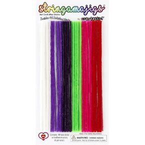 Stringamajigs by Craytastic! Neon Art Wax Craft Yarn Sticks for Kids, Ages 3 and Up - Retail Package of 1 Pack of 48