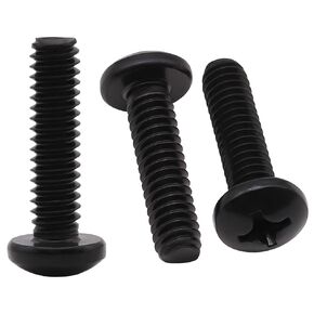 #6-32 x 3/4 (100 Pack) Stainless Steel Phillips Pan Head Machine Screws, Stainless Steel 304 (18-8), Round Head Phillips Drive Machine Screws, UNC Coarse Thread, Black Coated