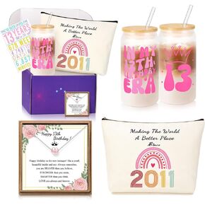 13 Year Old Beautiful Girl Birthday Gifts Ideas, Gifts for 13 Year Old Sweet Girls, 13th Birthday Decorations Gifts for Girls, Birthday Gifts for Teen Girls Basket Set of 4
