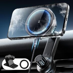 ZeeHoo Compatible with Magsafe Car Mount Charger, Wireless Car Charger with Ice Cooling, 15W Magnetic Car Phone Holder, for iPhone 15 14 13 12 11 Pro Max Plus