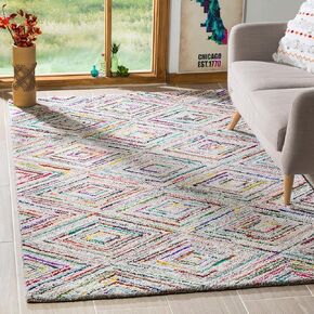 SAFAVIEH Nantucket Collection Area Rug - 8' x 10', Multi, Handmade Boho Diamond Cotton, Ideal for High Traffic Areas in Living Room, Bedroom (NAN314A)