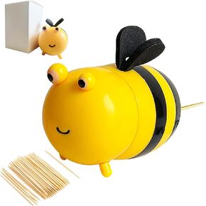 Bee Toothpick Holder(Delicate ＆ Well-made), Bee Toothpick Dispenser, Cute Bee Decor Gift For House Warming New Home, Bee Decorations For Home, Made Of ABS Plastic