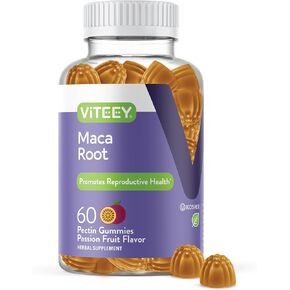 Maca Root Gummies for Men and Women - Reproductive Health, Energy, Drive, Stamina & Hormone Support - Vegan, Gluten Free, Gelatin Free, GMO Free, Tasty Chewable Passion Fruit Flavored Gummy
