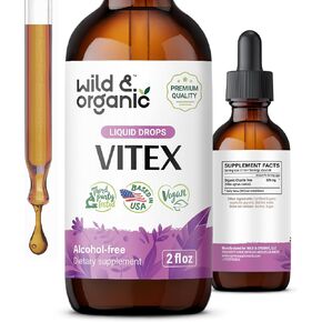 Wild & Organic Vitex Tincture - Vitex Chasteberry Supplement for Women - Chaste Tree Extract for Good Mood - Alcohol-Free Vitex Drops for Women - Chaste Tree Supplement - Vitex Agnus-Castus - 4 fl oz