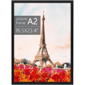Golden State Art، إطار صورة أسود A2 - خشب متين وعرض صورة A2 (16.5X23.4) بدون حصيرة - زجاج أكريليك (عرض الحائط)
