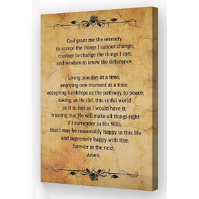 Serenity Prayer Wall Art Bible Verse Poster Vintage Framed Wall Art God Grant Me The Serenity Religious Inspirational Bible Quote Poster Canvas Prints Wall Decor (08x12in,Framed)