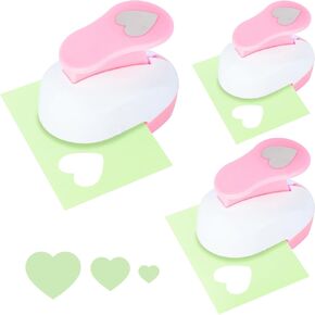 LOVEINUSA 3PCS Paper Punches for Craft, Paper Punch Heart Shapes Pink Paper Craft Puncher for Wedding Day Scrapbooking Greeting Card DIY Albums