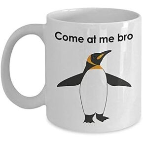 Coffee Mug Gift Penquin, Come at me bro Penguin Mug - Funny Tea Hot Cocoa Coffee Cup - Novelty Birthday Gift Idea