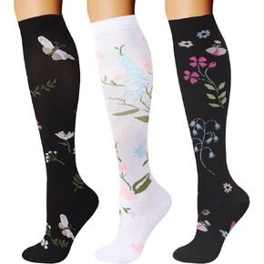 3 Pairs Compression Socks for Women & Men 15-25 mmHg Knee High Circulation is Best Athletic & Daily