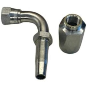 3/8"" Hose x 3/8"" Female JIC 90 Degree Hydraulic Hose Reusable Field Fitting, Works With Most R2/R16 Hose, Steel