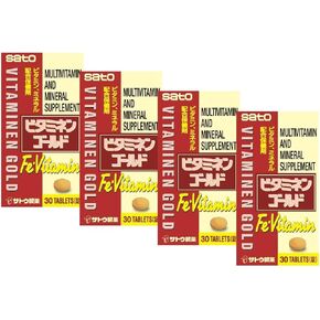 Sato Vitaminen Gold, Multi Vitamine, Adult Multi vitamine, 30 Days Supply, one Day one Tablet,30Count (Pack of 4)