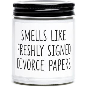 Divorce Candle Gifts for Women, New Beginnings Gifts for Women, Break Up Gifts for Her, Friends, Sister, BFF, Coworkers, Happily Divorced Gift, Smells Freshly Signed Divorce Papers Lavender Candle