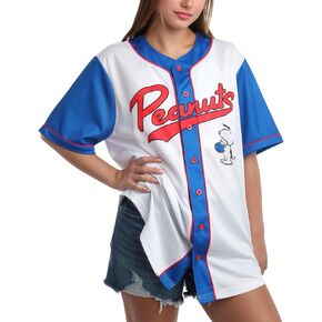 Peanuts Women's Snoopy Baseball Jersey - Novelty Fashion Vintage Snoopy Shirt - Jersey Top for Women (S-XL)