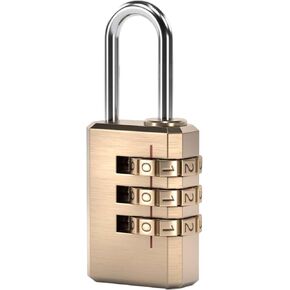 Brass Combination Lock, 3 Digit Combination Padlock Set Your own Small Combination Locks for Gym Locker Locks, Suitcase, School, Doors, Toolbox, Hasps and Storage Padlock (S)
