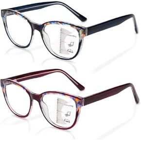 JO Progressive Multifocus Reading Glasses 2 Pack for Women High Quality Material Progressive Reader