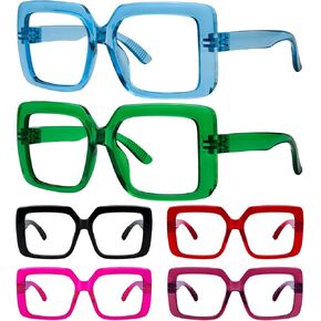 Eyekepper Metalless Screwless Spring Hinges Funky Reading Glasses 6 Pack Designer Readers for Women +0.75