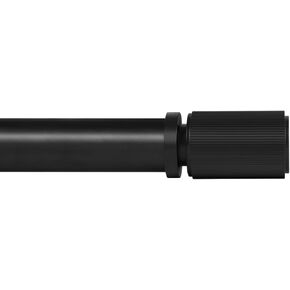 Ivilon Curtain Rods for Windows - Straight Knurling End Cap, 1 inch Diameter, Telescoping Adjustable Curtain Rod, 72 to 144 Inches. Color Black