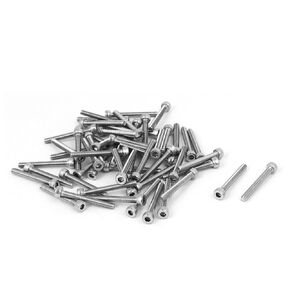 uxcell® M3x25mm Thread 304 Stainless Steel Hex Socket Head Cap Screw Bolt DIN912 55pcs