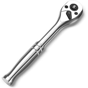 boen 3/8 Inch Drive Ratchet, 90-Tooth Quick-Release Ratchet Wrench, 4-Degree Swing, Reversible, Chrome Alloy Made, Full Polished
