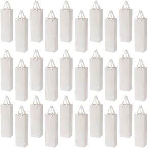 SEUNMUK 60 Pack 13.8 x 6.7 x 3.5 Inch Kraft Wine Gift Bags, 260 gsm Thick Paper Wine Bottle Bags with Handles, Elegant Wine Bags for Party, Wedding and Retailing