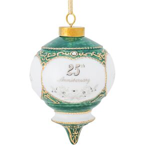 CBE Happy 25th Wedding Anniversary Victorian 4.5 Inch Porcelain Hanging Ornament