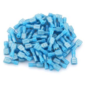 Baomain Female Quick Disconnects Nylon معزول بالكامل - تجعيد مزدوج، AWG 14-16 FDFN2-250، عبوة زرقاء مكونة من 1000 قطعة