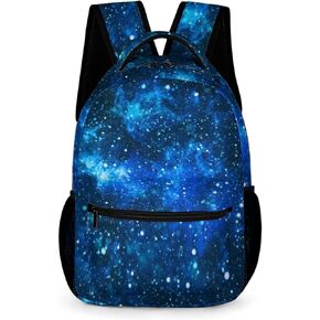 Blue Galaxy Backpack Universe Space Starry Stars Backpack for Teens Girls Boys, Kids Galaxy Backpack, Elementary Middle High School Bags Travel Laptop Backpack,16.5 Inch