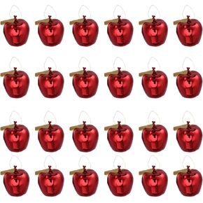 BESPORTBLE 24pcs Shatterproof Christmas Tree Baubles Apple Shaped Hanging Ornaments for Xmas Holiday Wedding Party Decoration (Red)