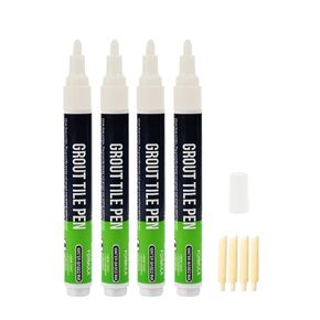Grout Pen Beige 4PCS,Imulgy Tile Grout Paint Pen Waterproof and Sealer Pen Narrow 5mm with Extra Tips (7mL)