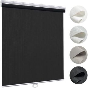 UrMoon Roller Shades Blinds for Windows Cordless Light Filtering Spring Roller Blinds and Shades (Light Filtering - Black, 45 3/4" W x 64" H)