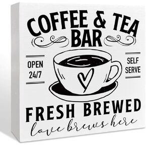 Farmhouse Coffee Wooden Box Sign, Coffee Definition, Kitchen Dining Room Home Decor, Funny Office Coffee Bar Corner Shop Cafe Decoration, Coffee Lover Gifts for Women Men Couples