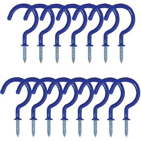 2 inches Ceiling Screw Hooks 15Pcs with Reusable Case Vinyl Coated Cup Hook Holder Screw-in Hooks for Hanging (Black)