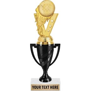 Crown Awards Kickball Award Trophies, 11" Black Swirl Cup Trophy with Kickball Figure, Engraving Included Prime