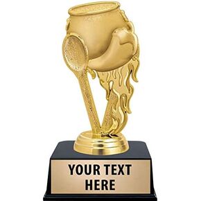Crown Awards Cooking Trophies with Custom Engraving, 6" Personalized Chili Pot Cooking Trophy On Black Base Prime