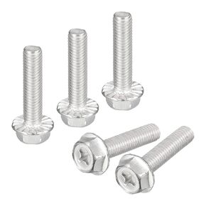 uxcell M8x18mm Phillips Hex Head Flange Bolts, 5pcs 304 Stainless Steel Hexagon Phillips Flange Head Hex Bolts Machine Screws