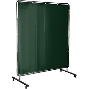 Mophorn Welding Screen with Frame 6' x 6', Welding Curtain with 4 Wheels, Welding Protection Screen Red Flame-Resistant Vinyl, Portable Light-Proof Professional