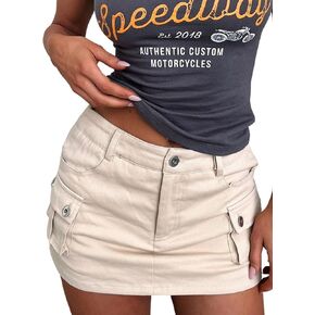 Women's Low Waist Button Bodycon Mini Hiking Cargo Skirt Workout Sport Quick Dry Skirts