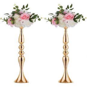 2 Pcs Versatile Wedding Metal Flower Arrangement Rack, Candle Holder Stand Set Candlelabra for Wedding Party Dinner Centerpiece Event Restaurant Hotel Decoration (Gold, 31.5" H)