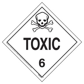 Division 6.1 Toxic Placard, Worded 25-pk. - 10.75" x 10.75" Removable Self Adhesive Vinyl for Temporary Applications - J. J. Keller & Associates - Complies with DOT Hazmat Placard Requirements